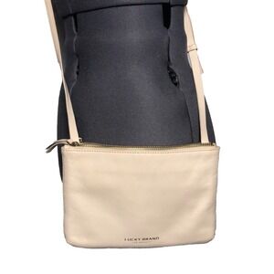 Lucky Brand 2-in-1 Crossbody Wallet Macadamia Canvas Leather Bag